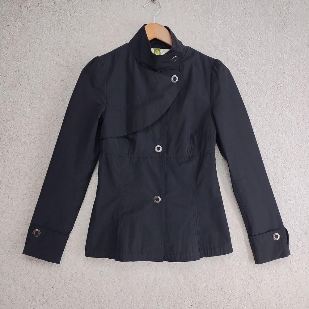 Soia & Kyo Jacket Womens XS Black Lined Eyelet Hardware Bow Back Fitted Casual